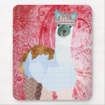 Retro Red Alpaca Art Mousepad