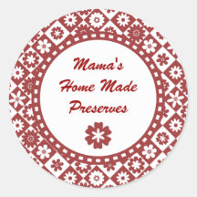 Retro Red and White Canning Jar Labels Round Stickers