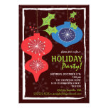Retro Red & Blue Christmas Ornaments Holiday Party Personalized Invites