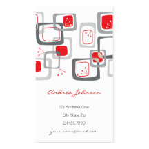 Retro Red Cherry Squares Groovy Funky Profile Card Business Card Template