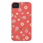 Retro red flower polka dot design iphone case iPhone 4 cover