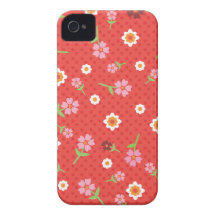 Retro red flower polka dot design iphone case iPhone 4 cover