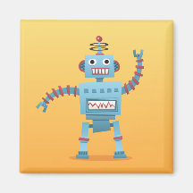 Retro robot cartoon fridge or locker magnet