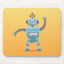 Retro robot cartoon sticker mousepad