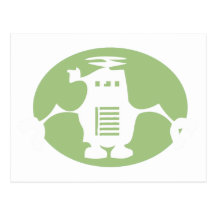 Retro Robot - Green Spotlight Postcards
