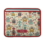 Retro Robots (Cream) Personalised Rickshaw Sleeve Sleeve For MacBook Air