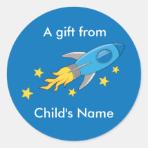 Retro Rocket Birthday Goodie Bag Labels Sticker