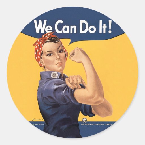 Retro Rosie We Can Do It Round Stickers