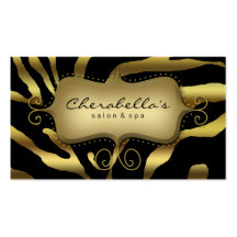 Retro Salon Spa Business Card Zebra Gold