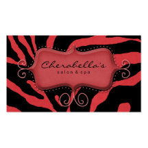Retro Salon Spa Business Card Zebra Red