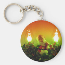Retro Santa and Bubble Lights Keychain