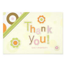 Retro Scrapbook Thank You Baby Girl cards Personalized Invites