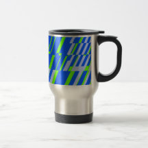 Retro Shatter Square Green Blue Travel Mug
