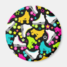 Retro Skates (Black) Fridge Magnets
