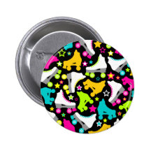 Retro Skates (Black) Pinback Button