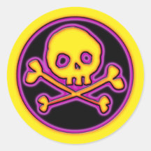 RETRO SKULL ROUND STICKER