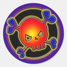 RETRO SKULL ROUND STICKERS