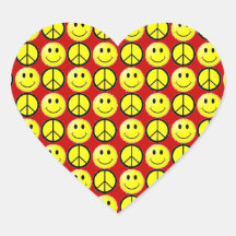 Retro Smiley Peace Heart Sticker