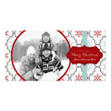 Retro Snowflakes Photo Card