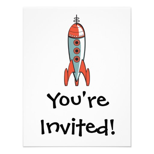 retro space rocket announcement
