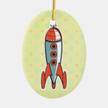 retro space rocket christmas ornaments