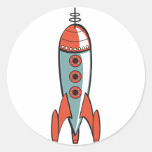 retro space rocket sticker