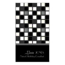 Retro Squares Business Card black + white accent