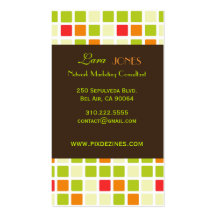 Retro Squares Business Card dark chocolate accent