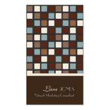Retro Squares Business Card dark chocolate accent