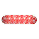 Retro Squares - White on Red Skate Board Decks
