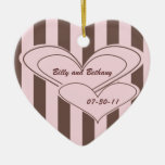 Retro Stripes and Circles Wedding Keepsake Christmas Ornaments