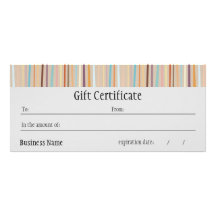 Retro Stripes Bright Gift Certificate Rack Cards