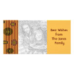 Retro stripes circles custom photo card