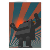 Retro Style Robot 4 Card