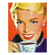 Retro Stylish Lady Coffee or Tea Social Invitation