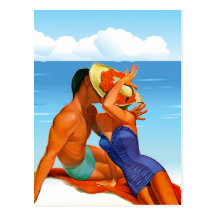 Retro Summer Lovers Postcard