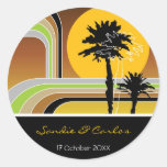 Retro Sunset Tropical Holiday Wedding Sticker