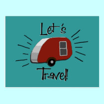 Retro Teardrop Camper Postcard postcards