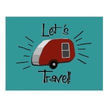Retro Teardrop Camper Postcard