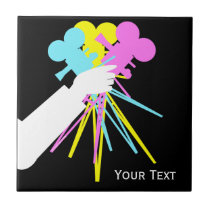 Retro Technicolor Movie Camera Bouquet Custom Tile tiles