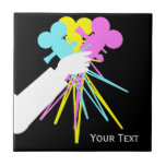 Retro Technicolor Movie Camera Bouquet Custom Tile