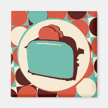 Retro Toaster square magnet