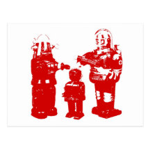 Retro Toy Robots Post Cards