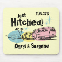 Retro Trailer Just Hitched Personalised Mousepad