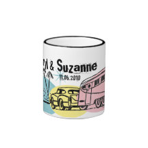 Retro Trailer Just Hitched Personalised Mug