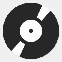 retro vinly record round stickers