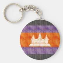 Retro Vintage Cambodia Flag Key Chain