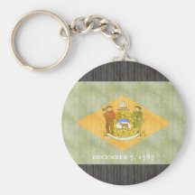 Retro Vintage Delaware Flag Keychain