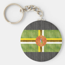 Retro Vintage Dominica Flag Keychain