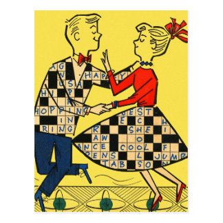 vintage crossword kitsch postcard 60s puzzle retro kids postcards teen 1950s au zazzle